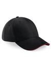 Czapka 6 panelowa Bawełniana Daszek Sandwich CB20 - Black & Classic Red