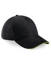 Czapka 6 panelowa Bawełniana Daszek Sandwich CB20 - Black & Lime Green