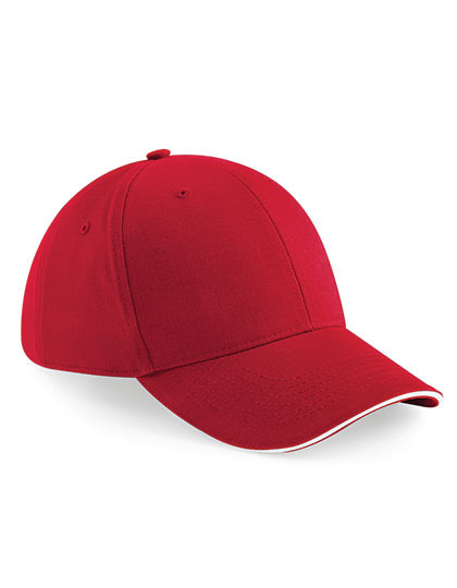 Czapka 6 panelowa Bawełniana Daszek Sandwich CB20 - Classic Red & White