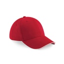 Czapka 6 panelowa Bawelniana Daszek Sandwich CB20 - Classic Red & White