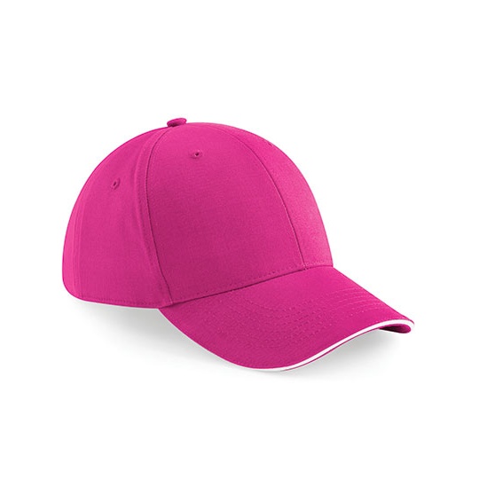 Czapka 6 panelowa Bawelniana Daszek Sandwich CB20 - Fuchsia & White