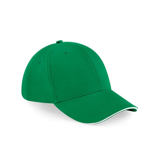 Czapka 6 panelowa Bawelniana Daszek Sandwich CB20 - Kelly Green & White