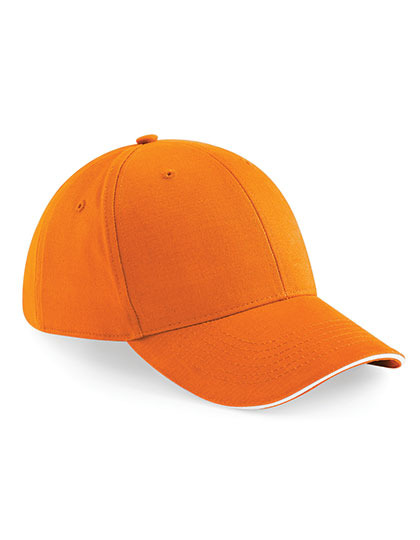 Czapka 6 panelowa Bawełniana Daszek Sandwich CB20 - Orange & White