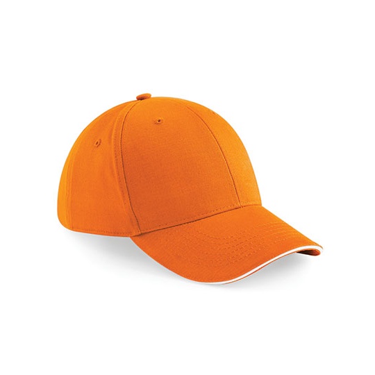 Czapka 6 panelowa Bawelniana Daszek Sandwich CB20 - Orange & White