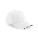 Czapka 6 panelowa Bawelniana Daszek Sandwich CB20 - White & Bright Royal