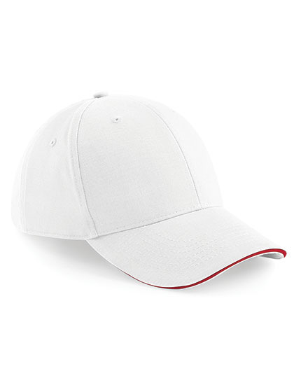 Czapka 6 panelowa Bawełniana Daszek Sandwich CB20 - White & Classic Red