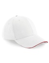 Czapka 6 panelowa Bawełniana Daszek Sandwich CB20 - White & Classic Red