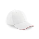 Czapka 6 panelowa Bawelniana Daszek Sandwich CB20 - White & Classic Red