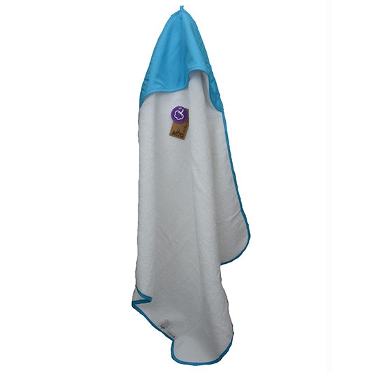 Recznik Dzieciecy z Kapturem Bawelniany AR731 - White & Aqua Blue & Aqua Blue