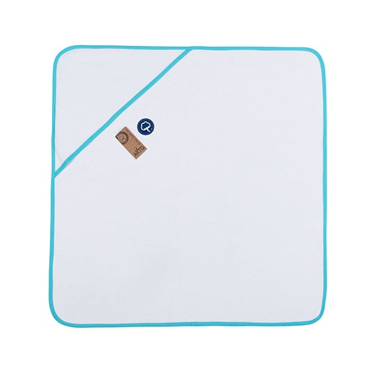 Recznik z Kapturem Bardzo Miekki Poliester Bawelna AR892 - White & Aqua Blue