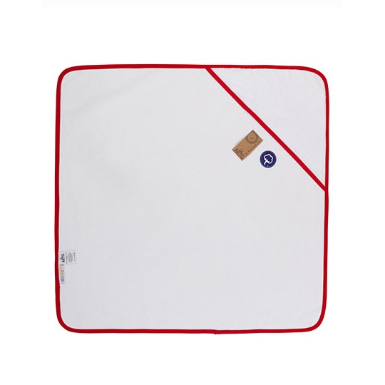Recznik z Kapturem Bardzo Miekki Poliester Bawelna AR892 - White & Fire Red