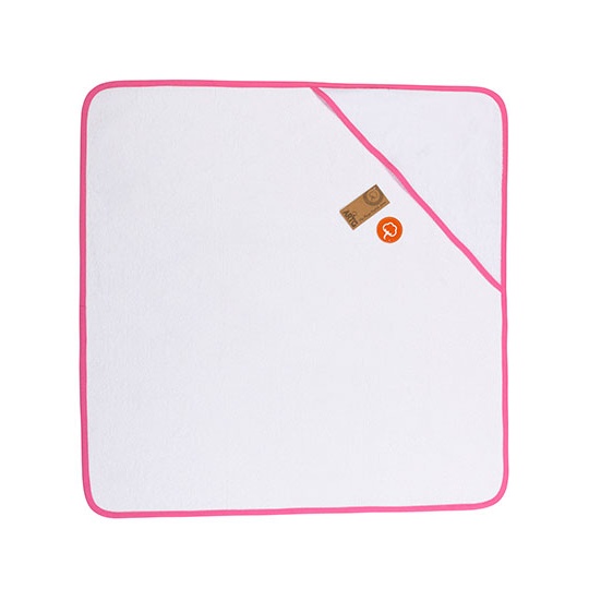 Recznik z Kapturem Bardzo Miekki Poliester Bawelna AR892 - White & Pink