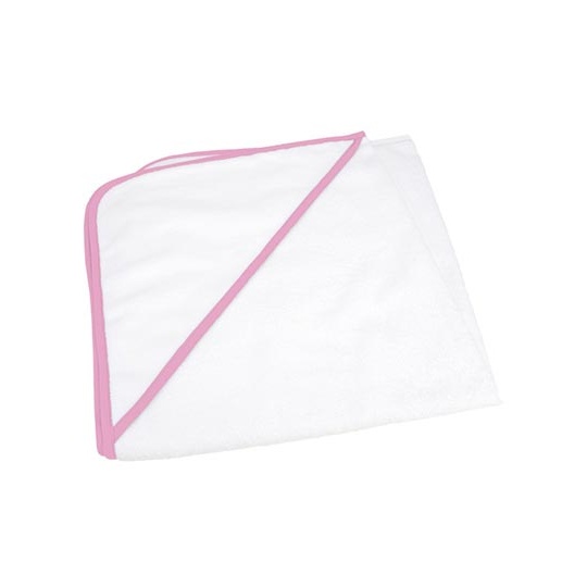 Recznik z Kapturem Bardzo Miekki Poliester Bawelna AR892 - White & Light Pink