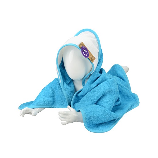 Recznik Dzieciecy Bawelniany z Kapturem ARB032 - Aqua Blue & White