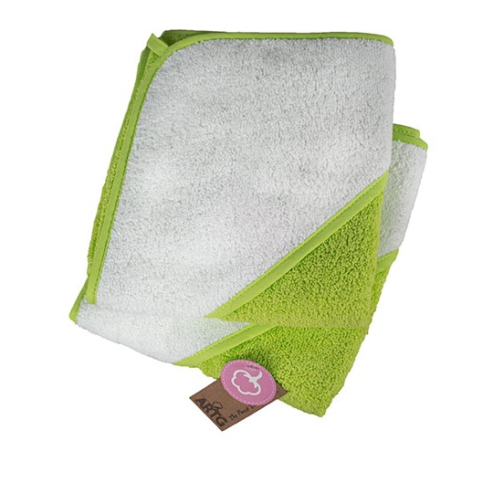 Recznik Dzieciecy Bawelniany z Kapturem ARB032 - Lime Green & White & Lime Green