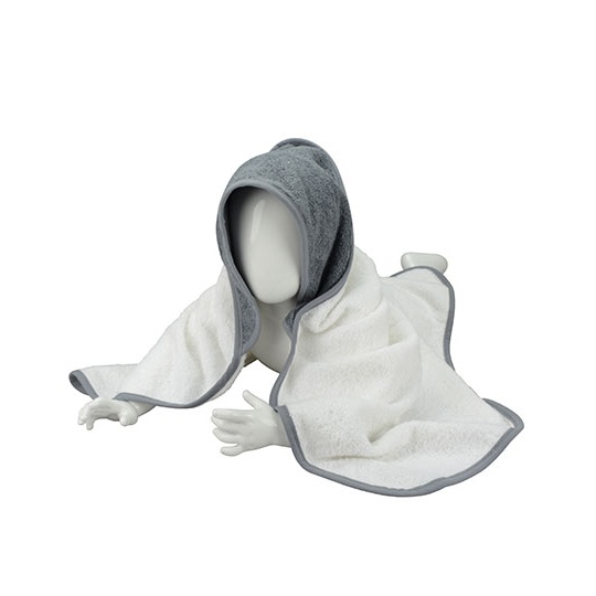 Recznik Dzieciecy Bawelniany z Kapturem ARB032 - White & Anthracite Grey & Anthracite Grey
