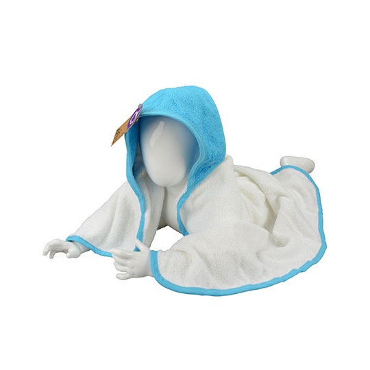 Recznik Dzieciecy Bawelniany z Kapturem ARB032 - White & Aqua Blue