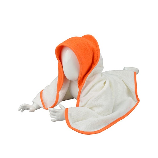 Recznik Dzieciecy Bawelniany z Kapturem ARB032 - White & Bright Orange & Bright Orange
