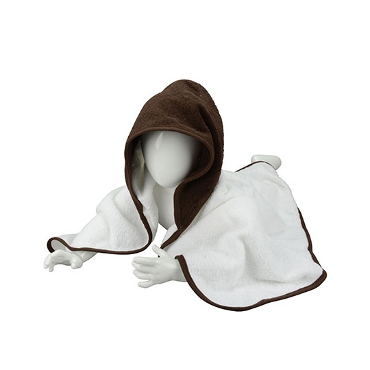 Recznik Dzieciecy Bawelniany z Kapturem ARB032 - White & Chocolate Brown & Chocolate Brown