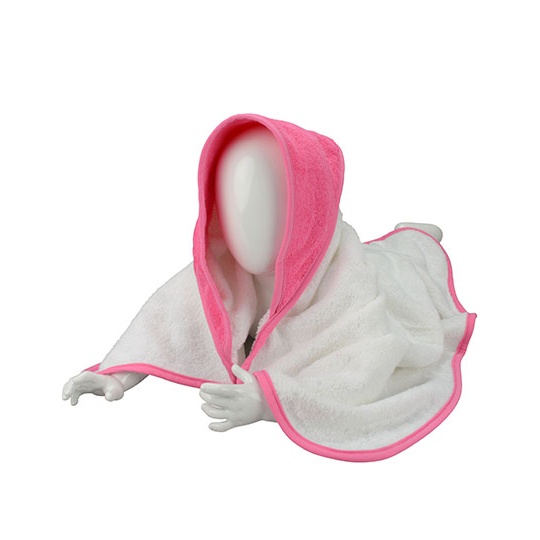 Recznik Dzieciecy Bawelniany z Kapturem ARB032 - White & Pink