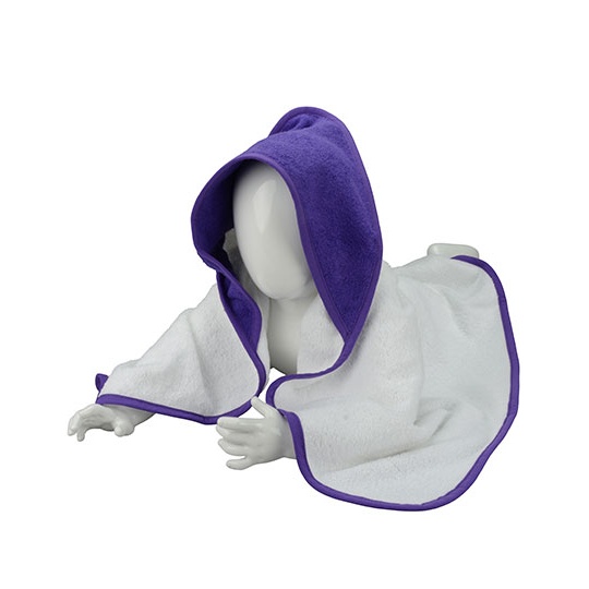 Recznik Dzieciecy Bawelniany z Kapturem ARB032 - White & Purple & Purple