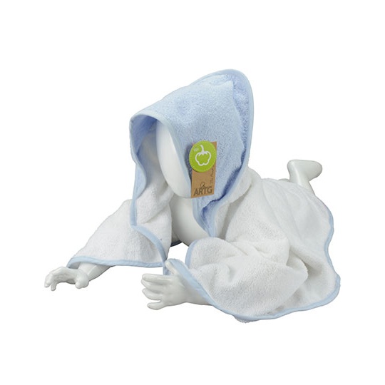 Recznik Dzieciecy Bawelniany z Kapturem ARB032 - White & Light Blue