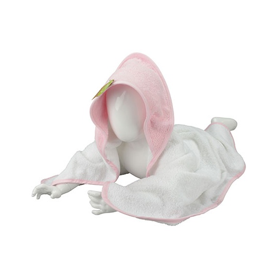 Recznik Dzieciecy Bawelniany z Kapturem ARB032 - White & Light Pink