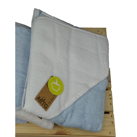 Recznik Dzieciecy Bawelniany z Kapturem ARB032 - Light Blue & White