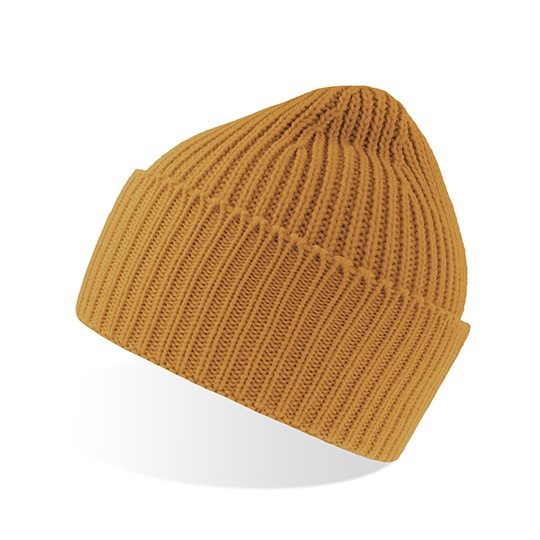 Czapka Dzianinowa Prążkowana Polylana AT100 - Mustard