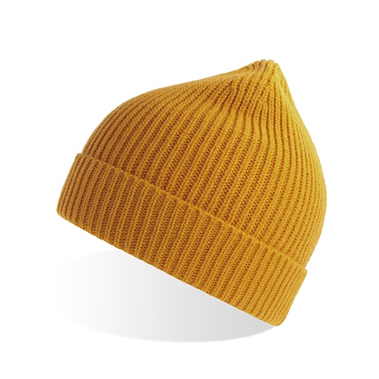Czapka Prazkowana Z Recyklingu AT103 - Mustard