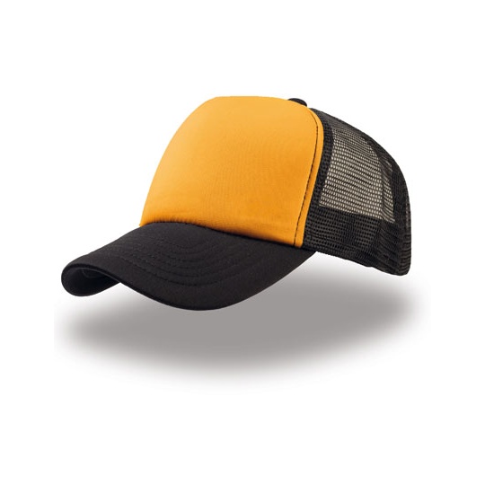 Czapka Trucker Snapback Poliestrowa Siateczkowa AT505 - Yellow & Black & Black