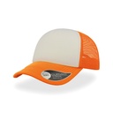 Czapka Trucker Snapback Poliestrowa Siateczkowa AT505 - White & Orange Fluo & Orange Fluo