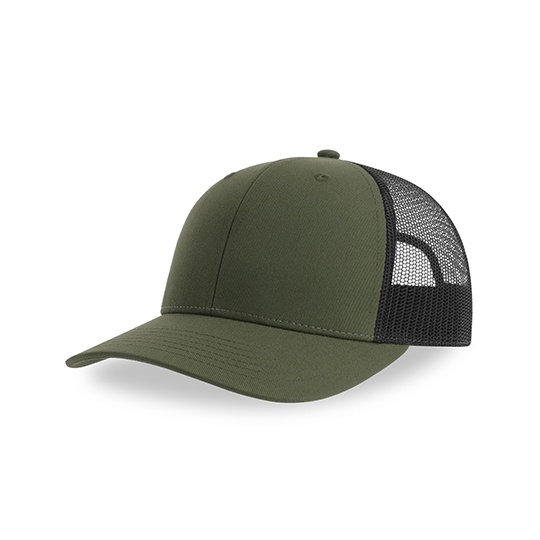 Czapka Trucker 5-Panel Poliester Recykling AT106 - Olive & Black