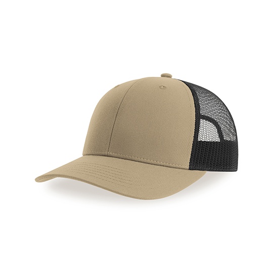 Czapka Trucker 5-Panel Poliester Recykling AT106 - Khaki & Black