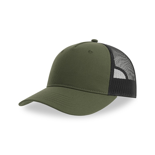 Czapka Trucker Recykling Poliester Oddychajaca AT107 - Olive & Black