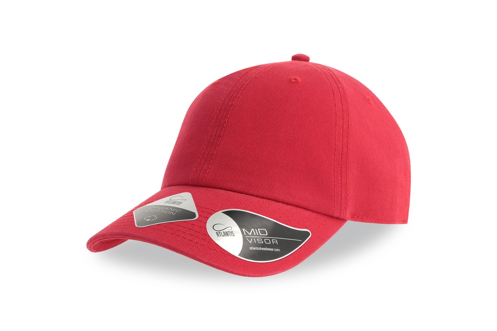 Czapka 6-panelowa Nieusztywniana Dad Cap Bawełna Organiczna Twill AT115 - Red