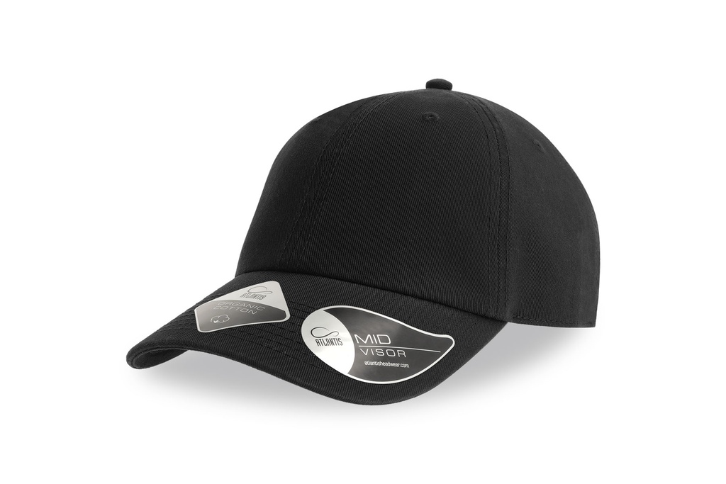 Czapka 6-panelowa Nieusztywniana Dad Cap Bawelna Organiczna Twill AT115 - Black