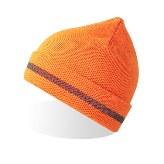 Czapka Beanie z Odblaskiem AT123 - Orange Fluo