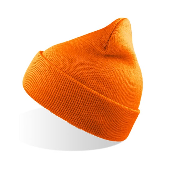 Czapka Beanie z Mankietem Przetworzony Poliester AT125 - Orange Fluo
