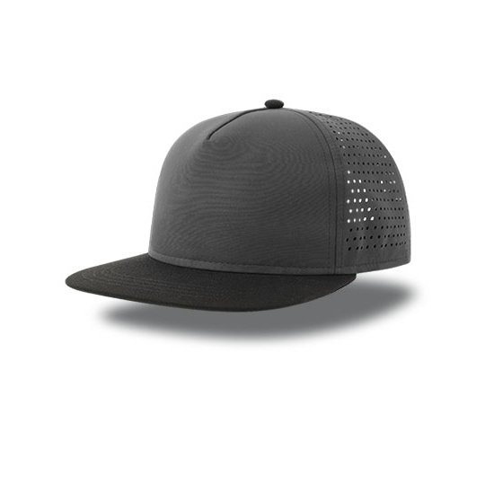 Czapka Pieciopanelowa Plaski Daszek Usztywniana Poliester Recyklingowany AT424 - Dark Grey & Black