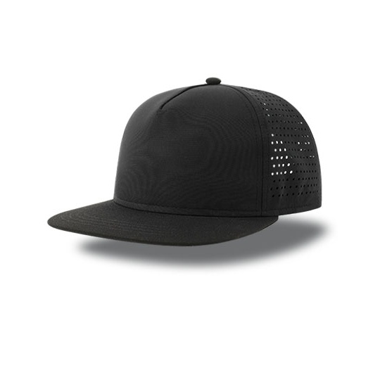 Czapka Pieciopanelowa Plaski Daszek Usztywniana Poliester Recyklingowany AT424 - Black & Black