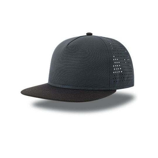 Czapka Pieciopanelowa Plaski Daszek Usztywniana Poliester Recyklingowany AT424 - Navy & Black