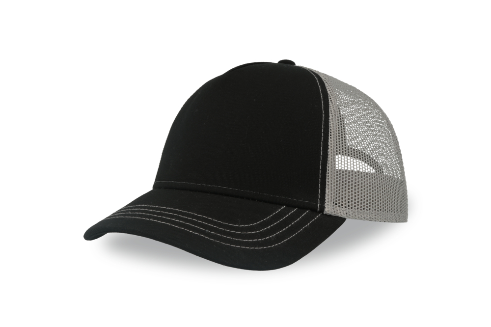 Czapka Trucker 5-panelowa Bawelniana z Siateczka AT527 - Black & Grey