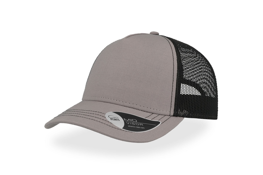 Czapka Trucker 5-panelowa Bawełniana z Siateczką AT527 - Grey & Black