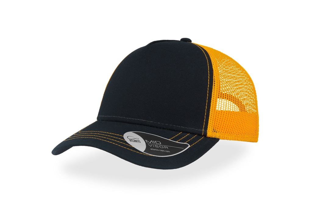 Czapka Trucker 5-panelowa Bawelniana z Siateczka AT527 - Navy & Yellow