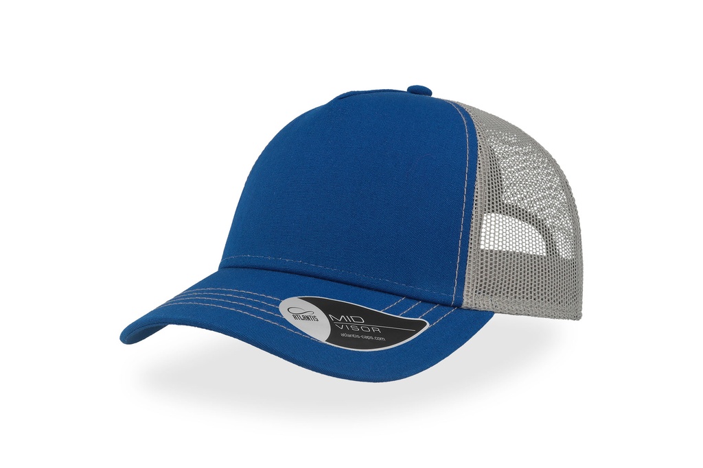Czapka Trucker 5-panelowa Bawelniana z Siateczka AT527 - Royal & Grey