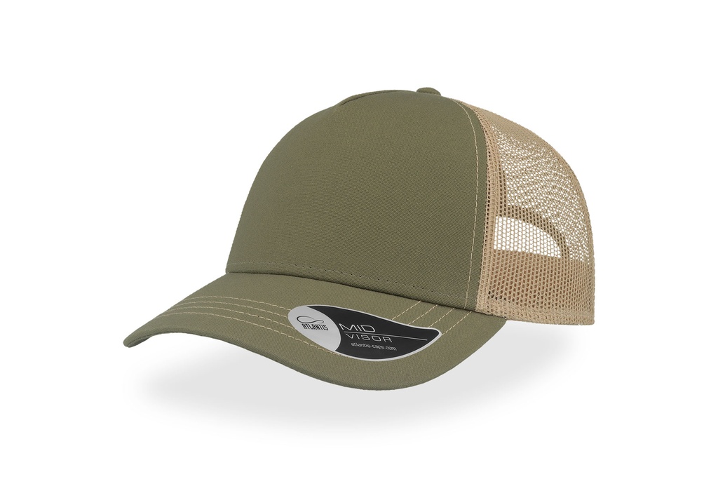 Czapka Trucker 5-panelowa Bawelniana z Siateczka AT527 - Olive & Khaki