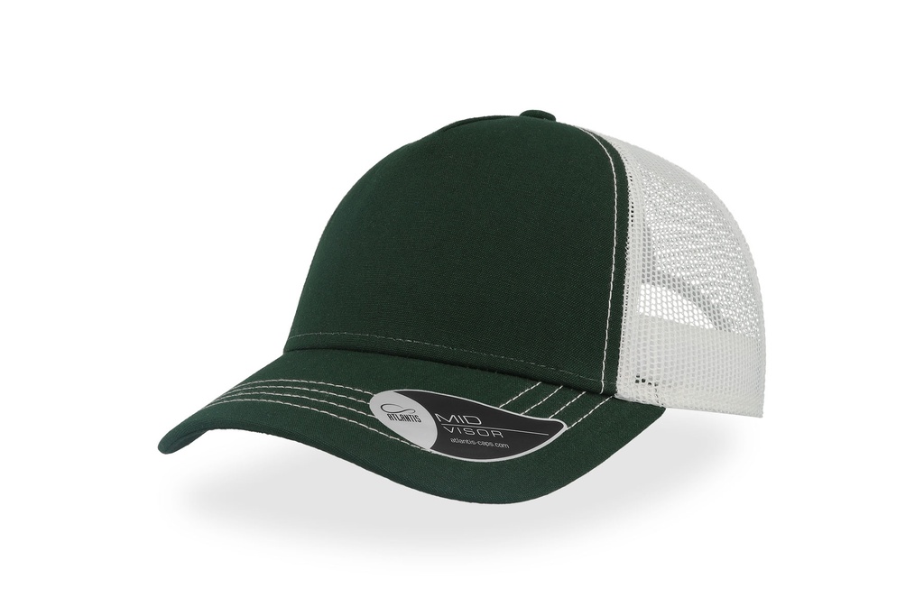 Czapka Trucker 5-panelowa Bawelniana z Siateczka AT527 - Bottle Green & White