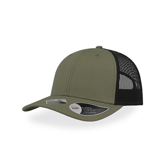 Czapka Trucker Bawelniana Recykling Siatka AT671 - Olive & Black