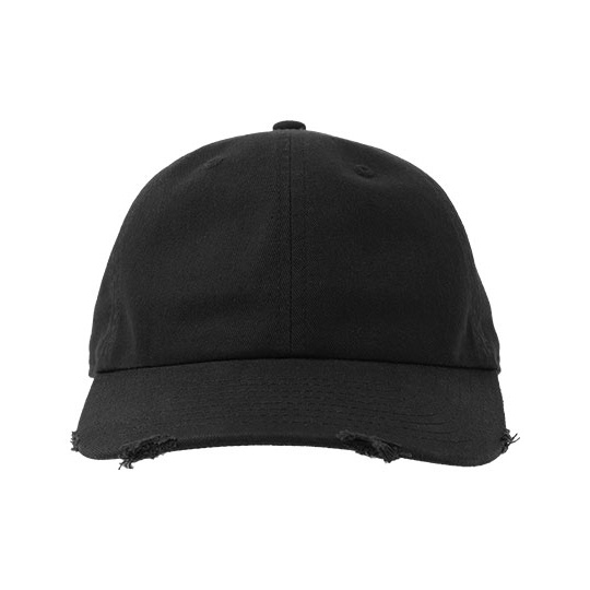 Czapka Niestrukturalna Bawełniana Zniszczona AT682 - Black
